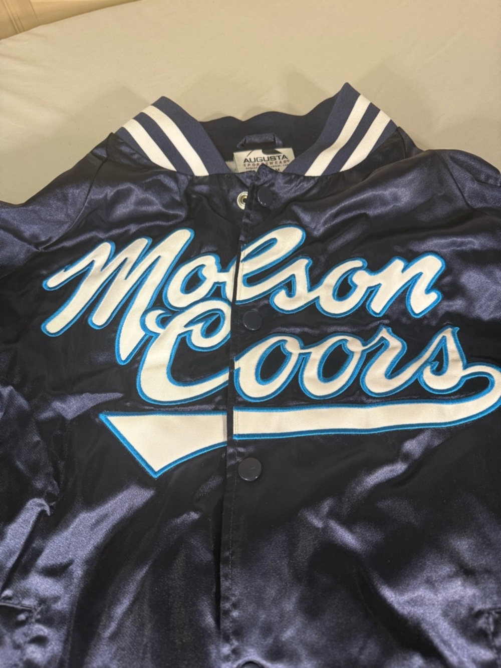 Molson Coors Satin Varsity Jacket‎ Mens M Beer Promo Y2K Streetwear - Picture 6 of 12